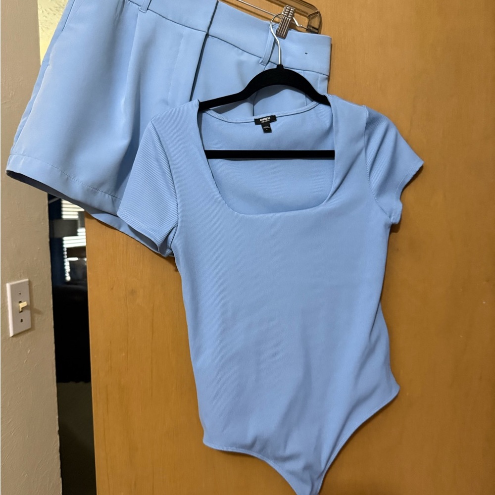 Express Light Blue High Waist Women's Shorts and top set